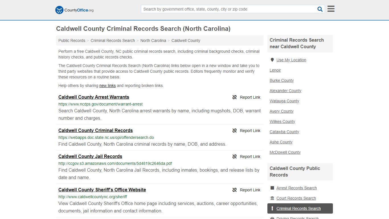 Caldwell County Criminal Records Search (North Carolina) - County Office