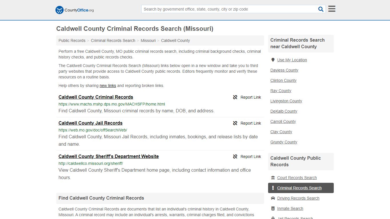 Caldwell County Criminal Records Search (Missouri)